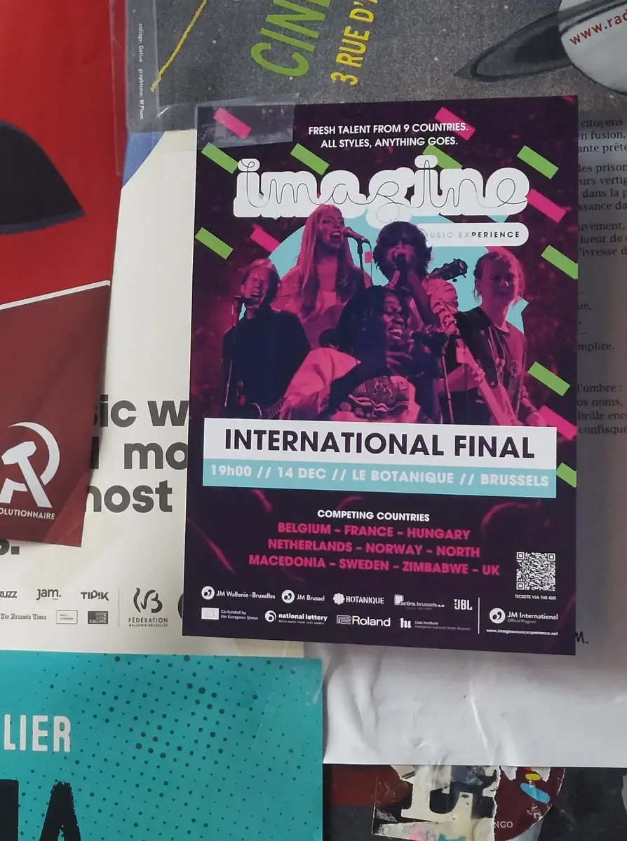 Imagine International Final flyer placed during targeted outreach in Brussels