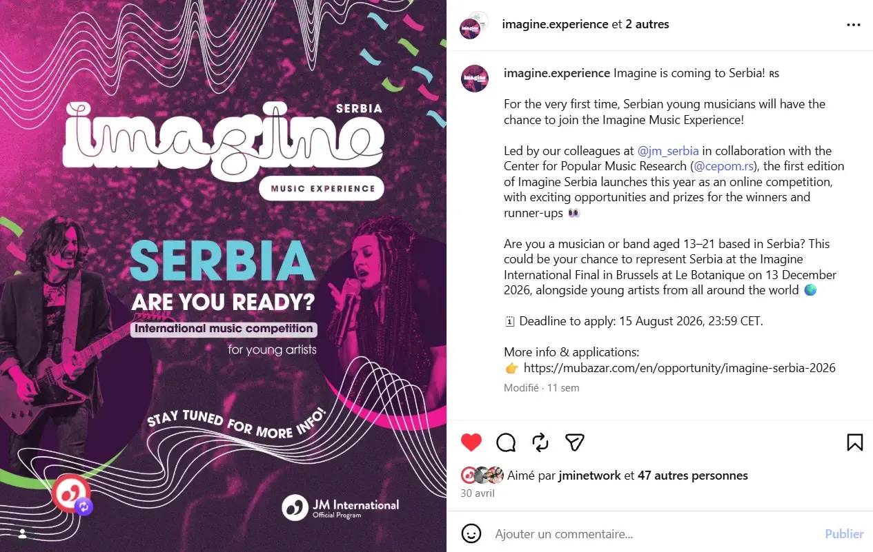 Published Serbia collaborator post using the Imagine launch format