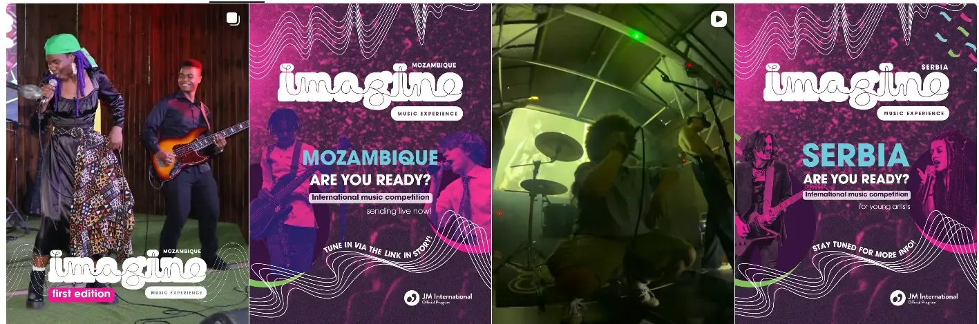 Four Imagine Music Experience social posts from the national-launch strategy